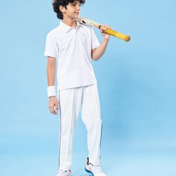 Pine Active Half Sleeves T-Shirt & Track Pant Cricket Jersey Set - White-image-44