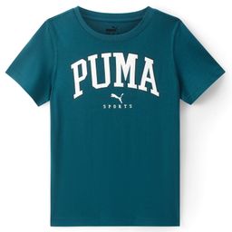 PUMA Cotton Knit Half Sleeves Brand Text Printed T-Shirt - Teal Blue-image-2