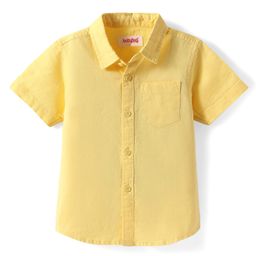 Babyhug Linen Woven Half Sleeves Solid Color Shirt - Yellow-image-93