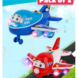Fiddlerz Friction Powered Airplane Toy Aircraft Push and Go with Light and Sound Air Plane for KidsBoys Girls- Assorted (Pack of 2)-17