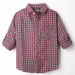 Rikidoos Full Sleeves Checked Shirt - Maroon-image-56