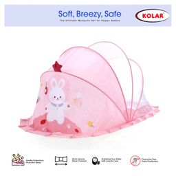 Kolar Large Mosquito Net for Baby Bunny Print Bottomless Net for Infants (0-24 Months) Safe & Easy Sleep Solution 135cm x 65cm x 65cm Pink-image-39