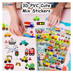 FunBlast Vehicle Theme 3D PVC Stickers Set 4 Sheets Random Design image 2