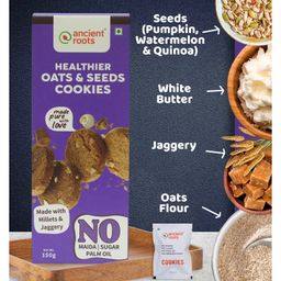 Ancient Roots Oats & Seeds Cookies |Namkeen Cookies Pack Of 2 ( 150 g Each ) image 2