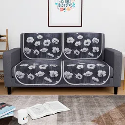 Myntra Elegant Homes Grey Velvet 4 Piece Sofa Cover-image-77