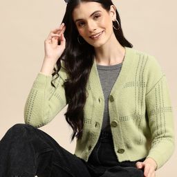 Mast & Harbour Checked Woollen Crop Pullover-image-85