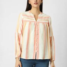 Van Heusen Cream Striped Shirt-image-51