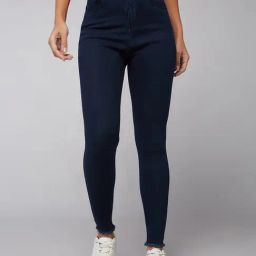 DOLCE CRUDO Dark Blue High Rise Stretchable Jeans-image-45