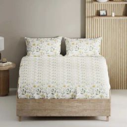 Bianca Palladium Yellow & Green Cotton 144 TC 115 GSM King Size Bedsheet With 2 Pillow Covers-picture-32