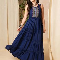 Globus Navy Embroidered Maxi Dress-image-23
