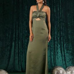 BInfinite Green Satin Tailored Fit Gown-image-11