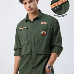 The Souled Store Olive Cotton Embellished Shirt-picture-36