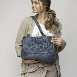 Art N Vintage Esther Blue Leather Textured Medium Sling Handbag-17