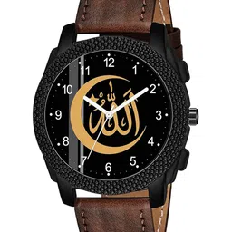 CSAMON Men Printed Dial & Leather Straps Analogue Watch C1004BLK Islamic NUM01 Maroon L_SH-image-21