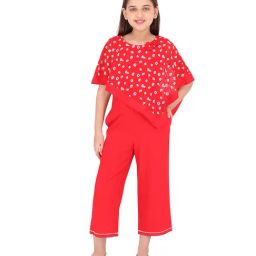Cutecumber Kids Printed Red Jumpsuit-image-40