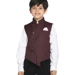 VASTRAMAY Kids Maroon Nehru Jacket-image-119