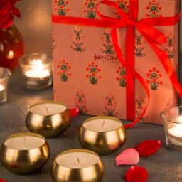 Fabindia Home Shalimar Golden Candles - Set of 4-image-97