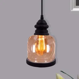 Homesake Amber Black & Transparent Glass Clylindrical Pendant Lamp (Bulb not included)-image-30