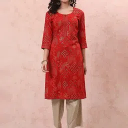 Rangriti Rust Printed Straight Kurta-26