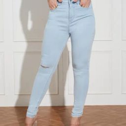 Miss Chase Light Blue Denim Solid Jeans-picture-9