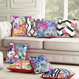 SEJ by Nisha Gupta Multicolor Polyester Cushion Cover - Set of 8-24