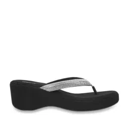 Mochi Women's Black Thong Wedges-image-63