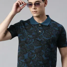 Kryptic Navy Regular Fit Printed Polo T-Shirt-image-20
