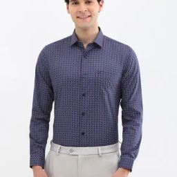 Allen Solly Blue Cotton Slim fit Geometric Shirts-image-68