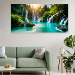 Nestroots Canvas Majestic Waterfall In Plitvice Lake Wall Painting - White Floating Frame-image-25