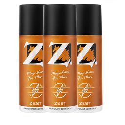 Z-MAGNETISM FOR MEN Zest Set Of 3 Long Lasting Deodorant Body Spray - 150ml(100g) Each-1