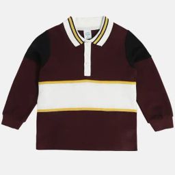 MINIKLUB Boys Maroon Cotton Printed Full Sleeves Polo-image-32