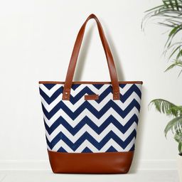 Lychee bags Blue & White Printed Tote Bag-image-80