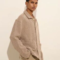 ETA by Westside Brown Geometrical Design Relaxed-Fit Cotton Jacket-image-87