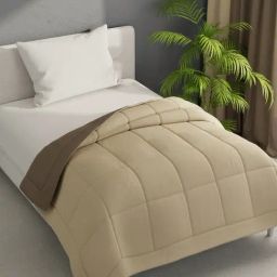 Bianca Pearl & Khaki Microfibre Solid Single Comforter image 3