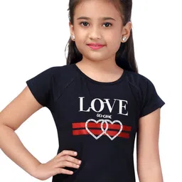 Lei-Chie Girls Typography Printed Raw Edge T-shirt-picture-19