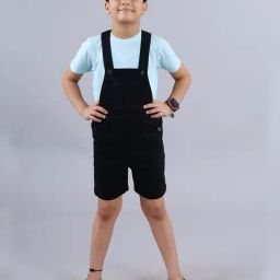 Kiddopanti Kids Black Solid Dungaree-image-75