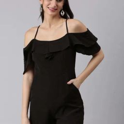 SHOWOFF Black Plain Playsuit-image-79