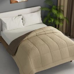 Bianca Pearl & Khaki Microfibre Solid Double Comforter image 3