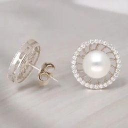 Sri Jagdamba Pearls 925 Silver Ella Collection Stud Earrings-image-61