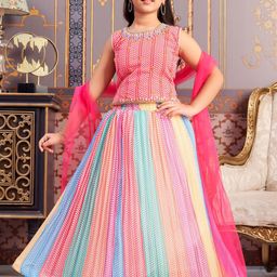 Sangria Girls Beads Embroidered Lehenga Choli With Dupatta-11