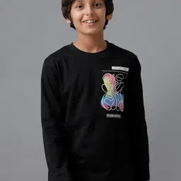 Under Fourteen Only Boys Black Cotton Printed T-Shirt-image-18