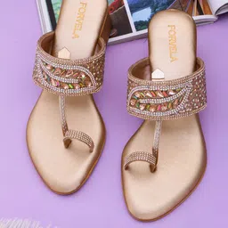FORVELA Embellished Open Toe Block Heels-32