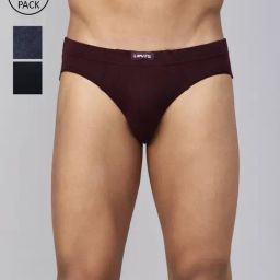 Levi's Navy & Grey Cotton Briefs - Pack of 3-image-31