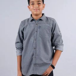 Kiddopanti Kids Grey Solid Full Sleeves Shirt-image-36