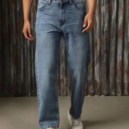 High Star Blue Cotton Straight Fit Jeans-image-89