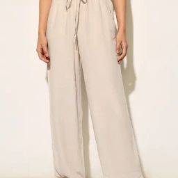 Only Cream Solid Pants-image-92
