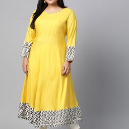 Divena Women Yellow Solid Anarkali Kurta-36
