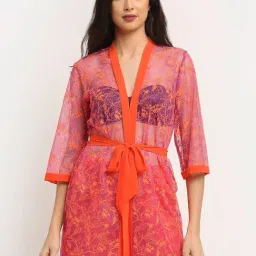 Erotissch Purple Floral Print Beachwear Co-Ord Set-image-99