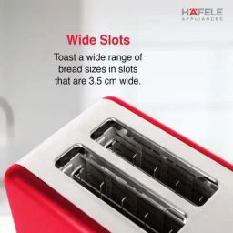 Hafele Amber 2 Slice Pop Up Toaster 930 W Cancel Reheat Defrost Functions Red image 4