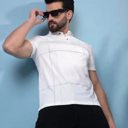 Crimsoune Club White Slim Fit Self Design T-Shirt-picture-2
